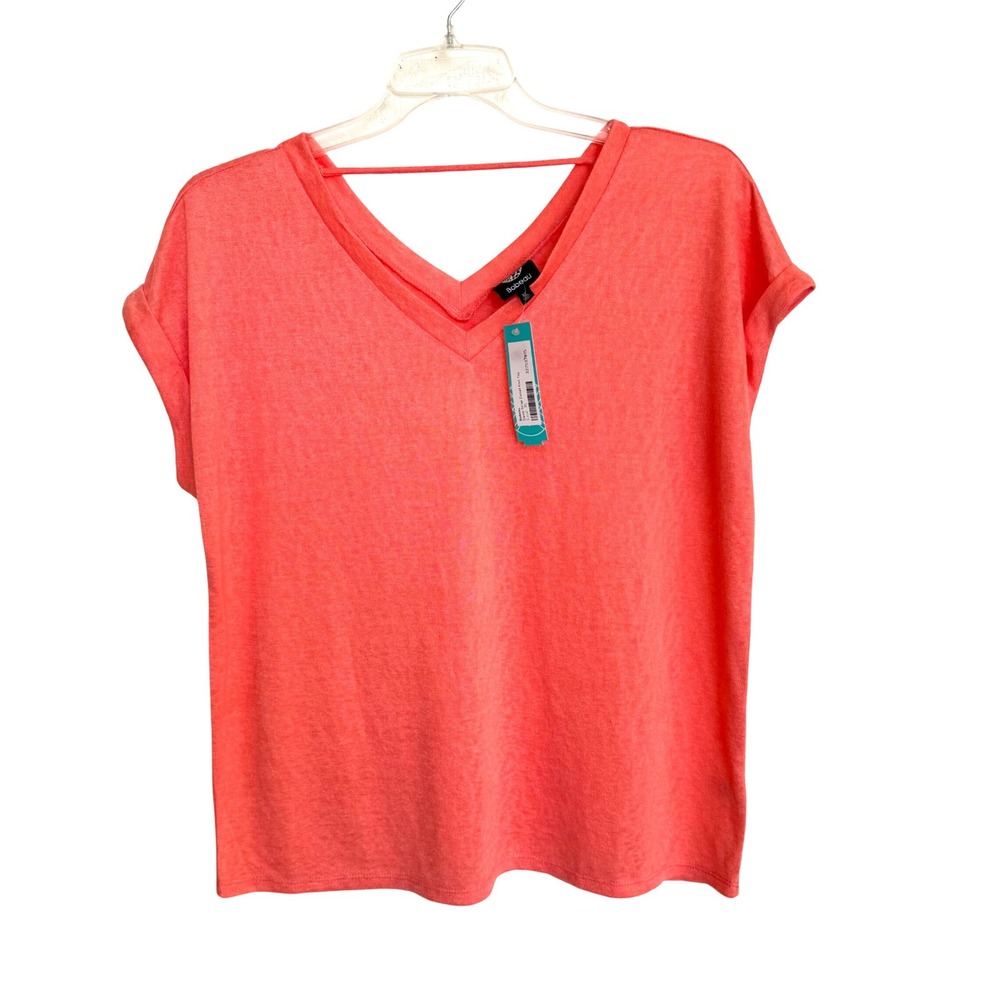 Bobeau Davie Strap Detail Knit Top Coral V-Neck Cuffed Sleeve XL Stitch Fix NEW